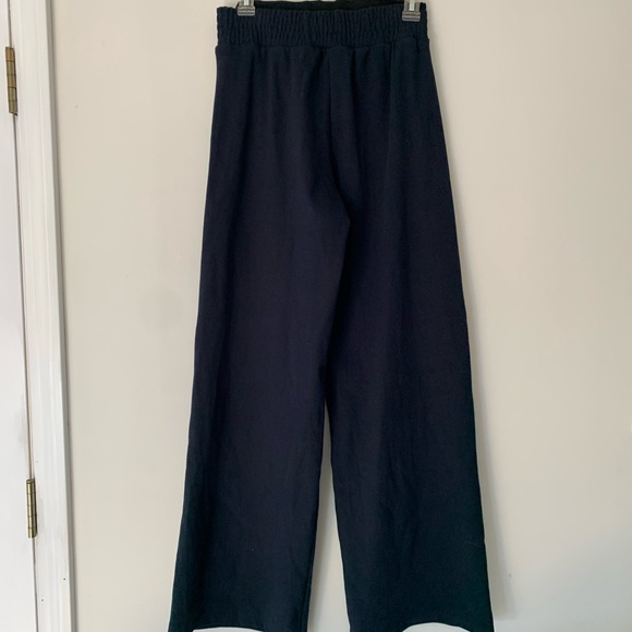 Zara Medium Thick Cotton Wide Leg Opening Navy Pants NWT - Picture 2 of 12